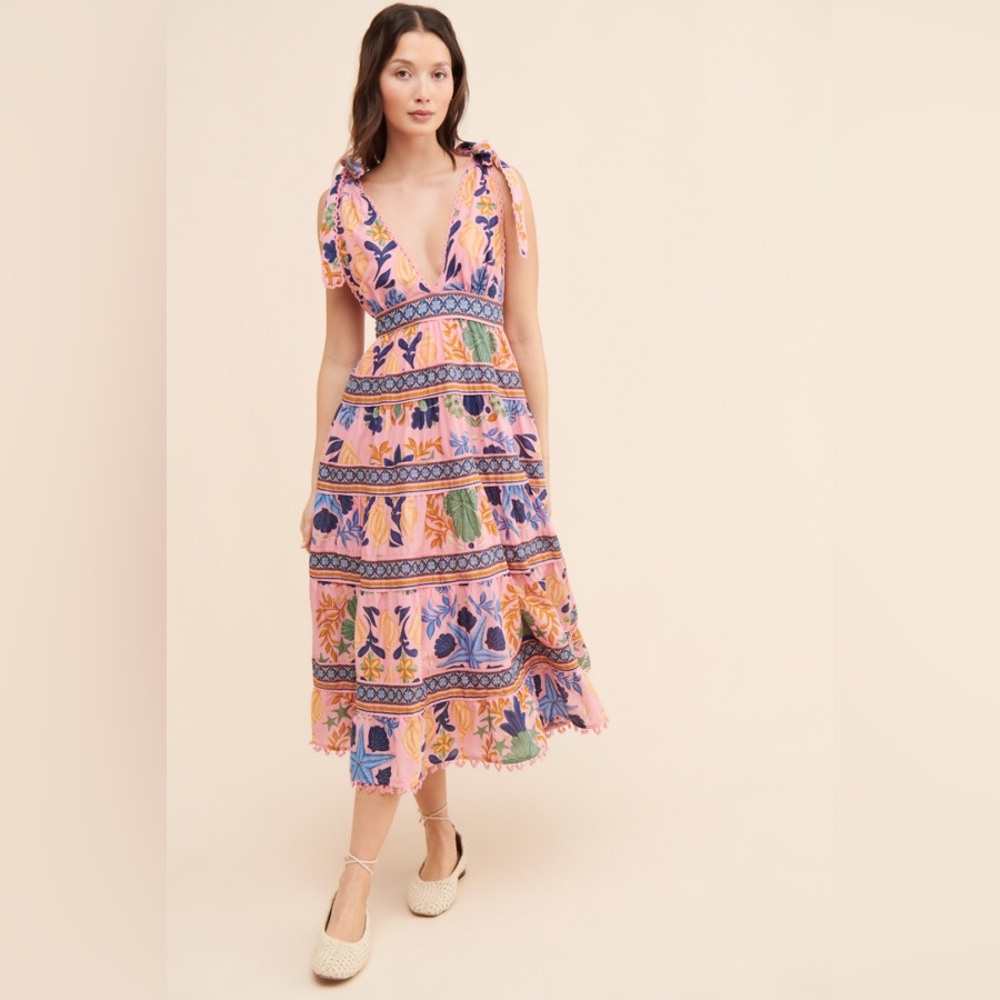 FARM Rio Seashell Tapestry Midi Dress